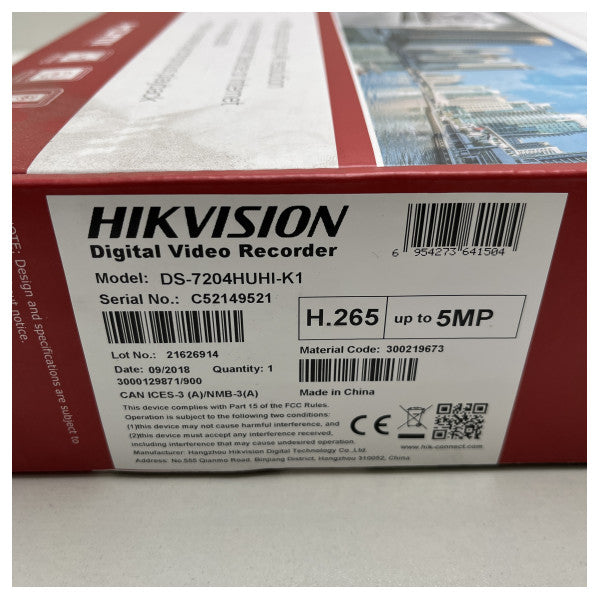 Recordadora DVR de 4 canales HikVision CCTV DS-7204HUHI-F1