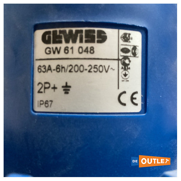 Gewiss 2P+E 63A 230V 6H muški obalni utikač - GW61048