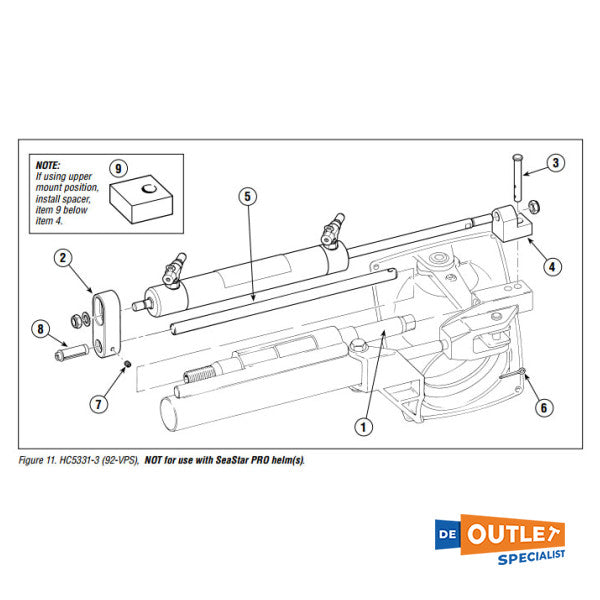 SEASTAR HC5331-3 cylindre de direction sterndrive hydraulique