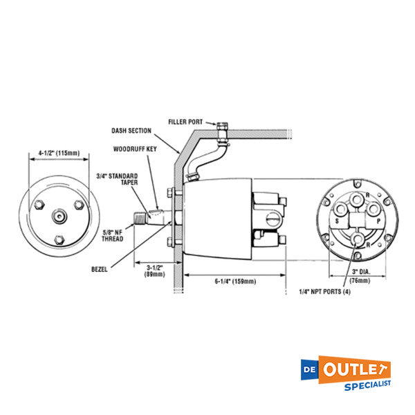 SEASTAR HH5265 Pompe de direction hydraulique 49 cc / 70 bar