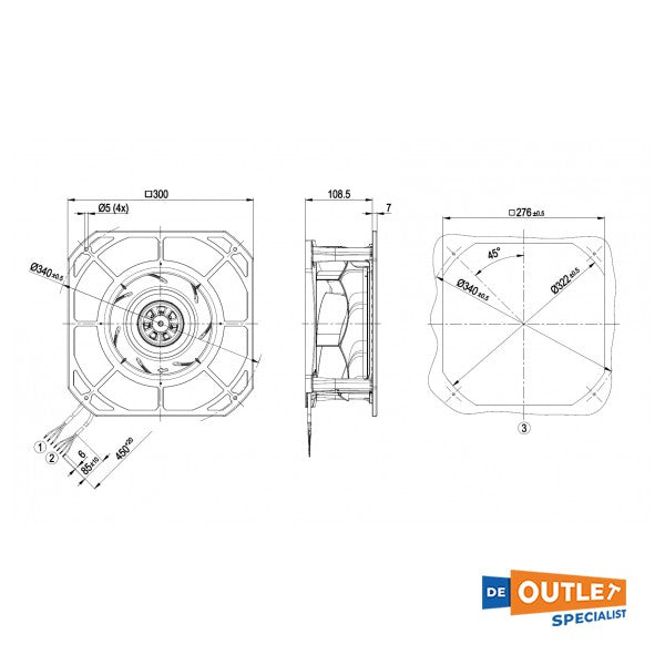 EBM 230V ventilator groot - K3G250RE0707