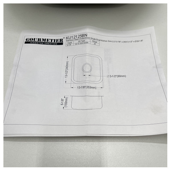 Gourmentier KU12125BN Évier de cuisine en acier inoxydable