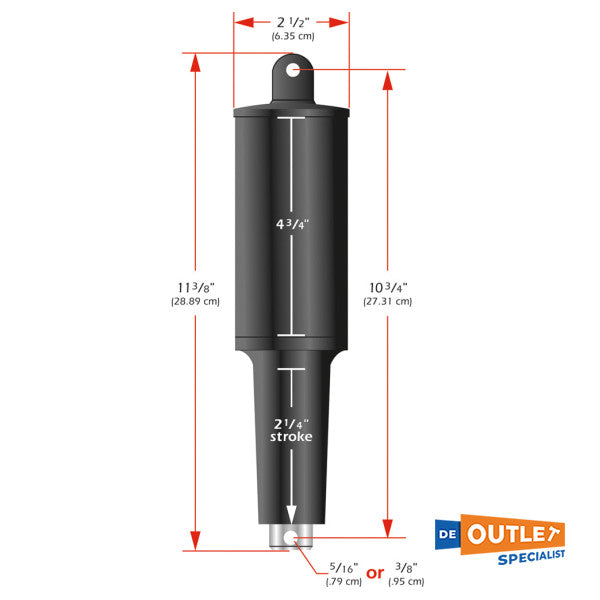 Lenco 24V Tab Tab Tab Actuator Sécartin 2 1/4 pouce trait - 15063-001