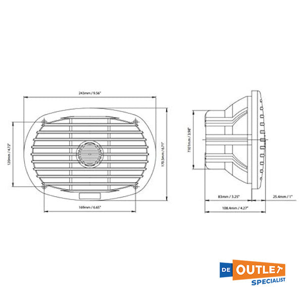 German Maestro 2 -way Coaxial Waterproof Speaker 140W - MRC6908