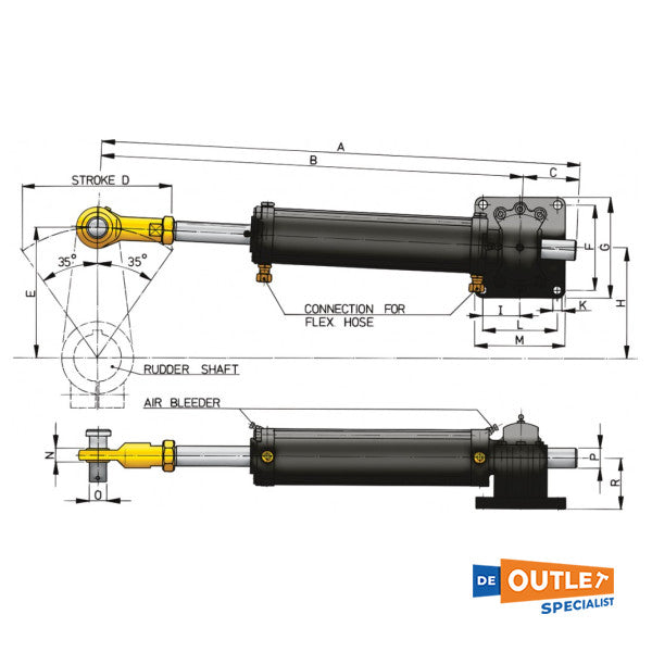 Vet1100b Cylindre de direction hydraulique avec tuyaux