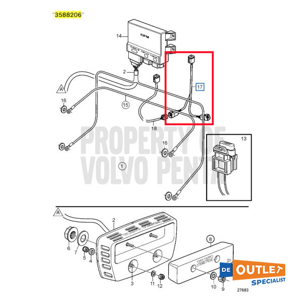 Volvo Penta active corrosion split Y-cable - 3588206