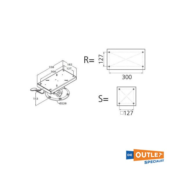 Vetus réglable Base de chaise de direction en aluminium avec diapositive / pivotant - PCS15