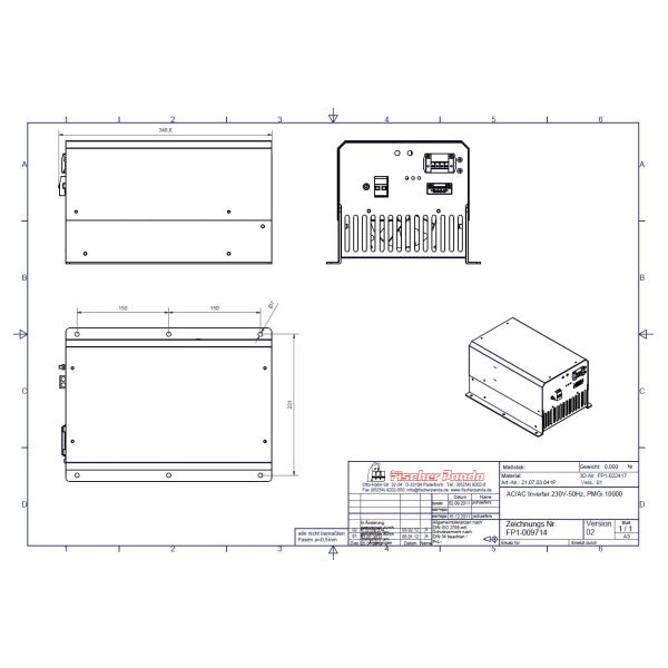 Fischer Panda PMGI 10000 230V 50 Hz Générateur d'ondes sinusoïdales