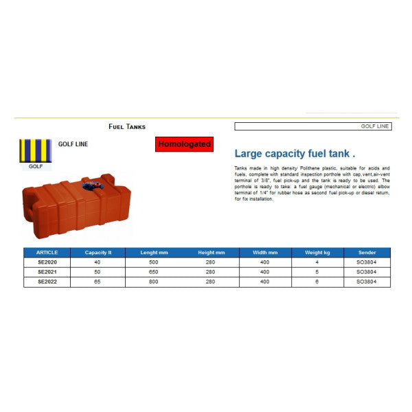 CAN SE2021 kunststof 50L RED fuel tank 650 x 280 x 400 mm