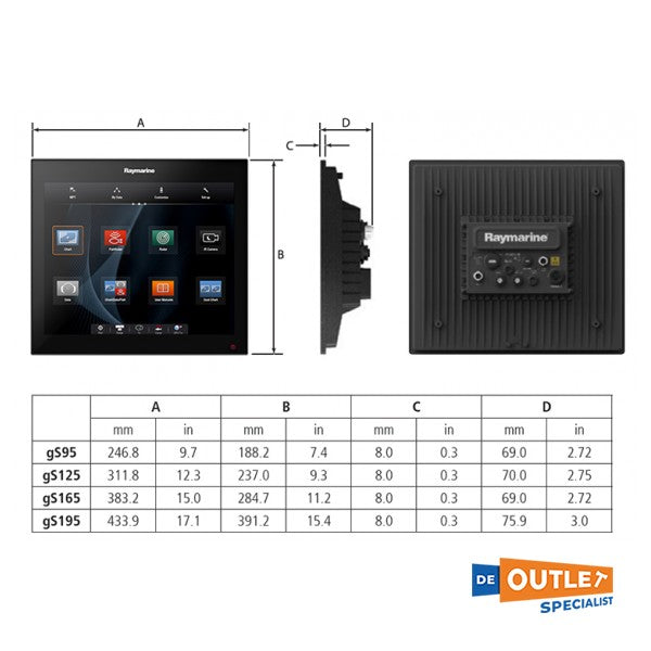 Raymarine GS95 glass bridge 9 inch multifunctional display - E70124