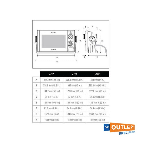 Raymarine ES127 12 inch multifunctionele kaartplotter - E70284