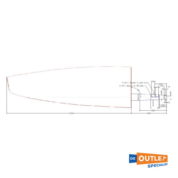 Jefa Hanse 575 Blade de gouvernail en fibre de verre 126 mm - TRU0144