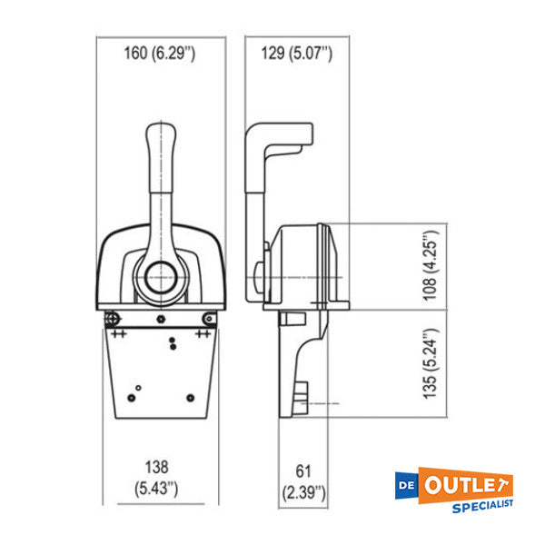 Ultraflex B665 Levier de commande de moteur unique Chrome - 40656G