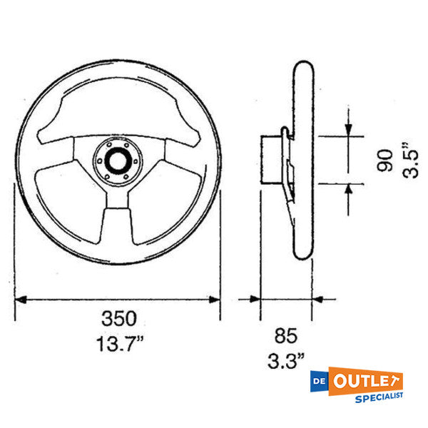 Ultraflex marettimo crni upravljač 350 mm - 64304H