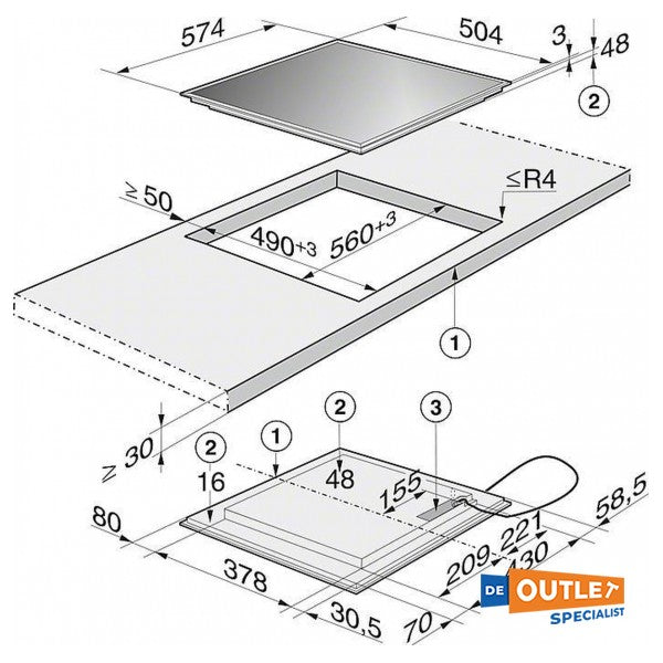 Miele KM 6115 4-pits inductiekookplaat zwart inbouw