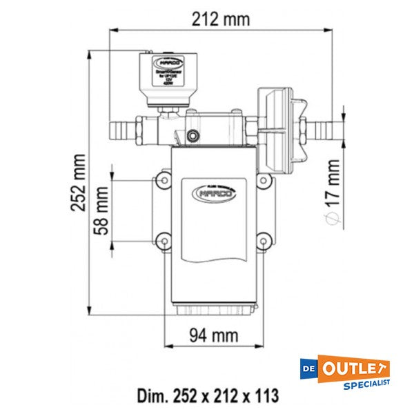 Marco UP12/E electronic waterpump system 36L/min 12V.